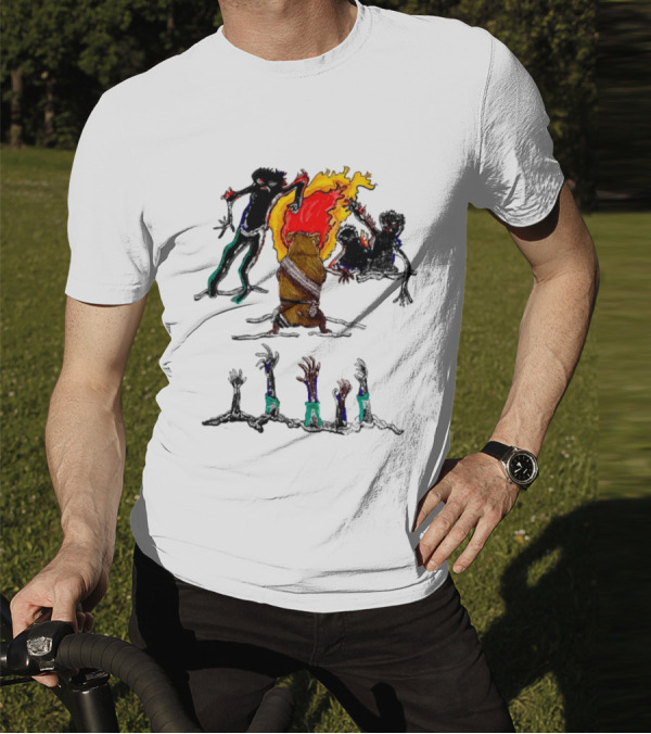 Hamster Of The Apocalypse Surrounded By Flaming Shadows T-Shirt