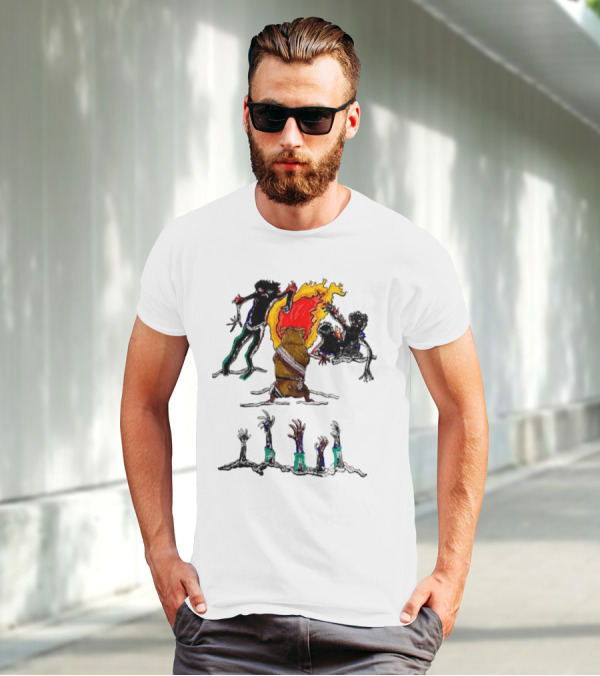 Hamster Of The Apocalypse Surrounded By Flaming Shadows T-Shirt