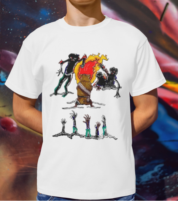 Hamster Of The Apocalypse Surrounded By Flaming Shadows T-Shirt