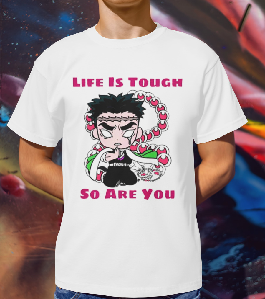 Life Is Tough So Are You Anime Character With Beads And Green Accents T-Shirt