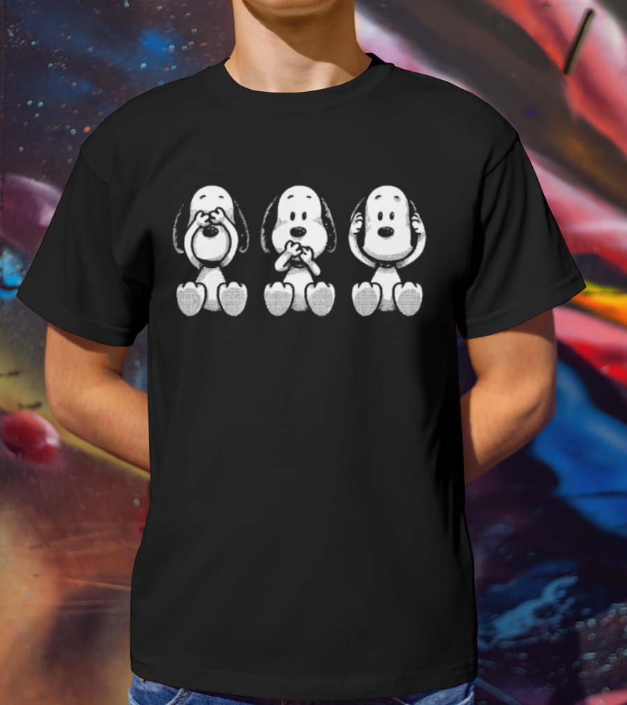 Snoopy See No Evil Hear No Evil Speak No Evil Peanuts Cartoon Characters T-Shirt