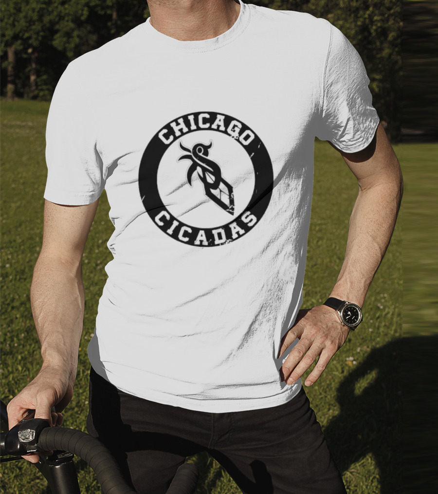 Chicago Cicadas Baseball Team Logo Black Circle T-Shirt