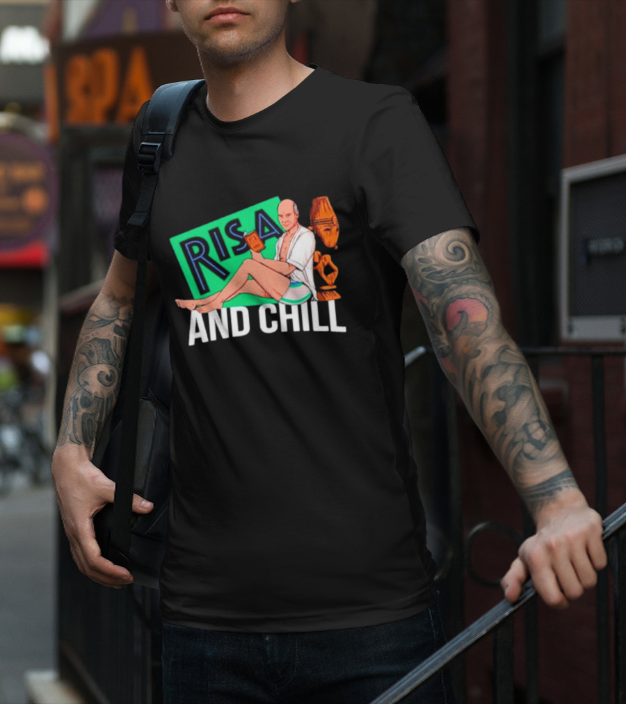 Risa And Chill Star Trek Parody Patrick Stewart Tropical Vacation Relaxation T-Shirt