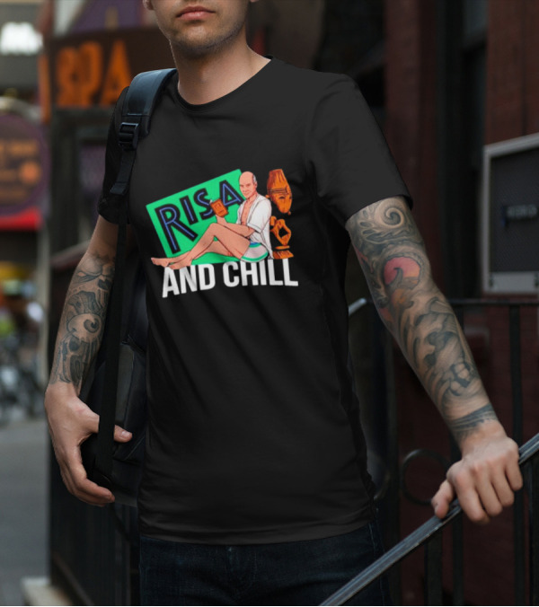 Risa And Chill Star Trek Parody Patrick Stewart Tropical Vacation Relaxation T-Shirt