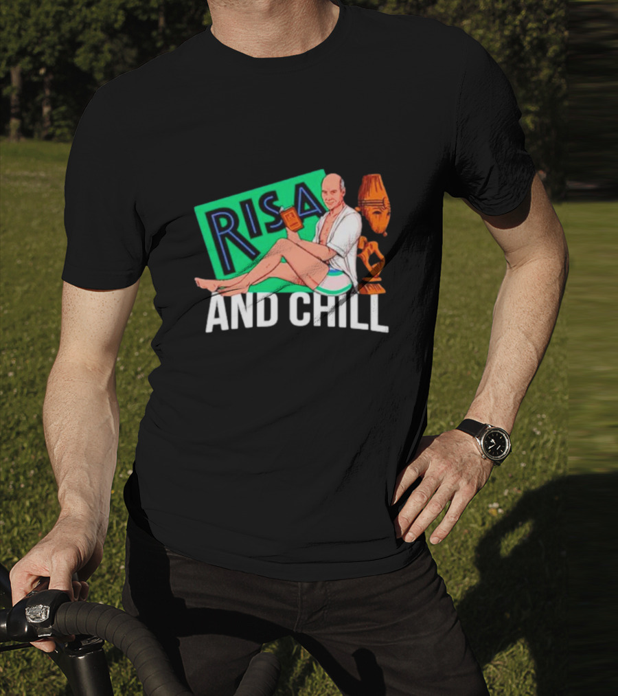 Risa And Chill Star Trek Parody Patrick Stewart Tropical Vacation Relaxation T-Shirt