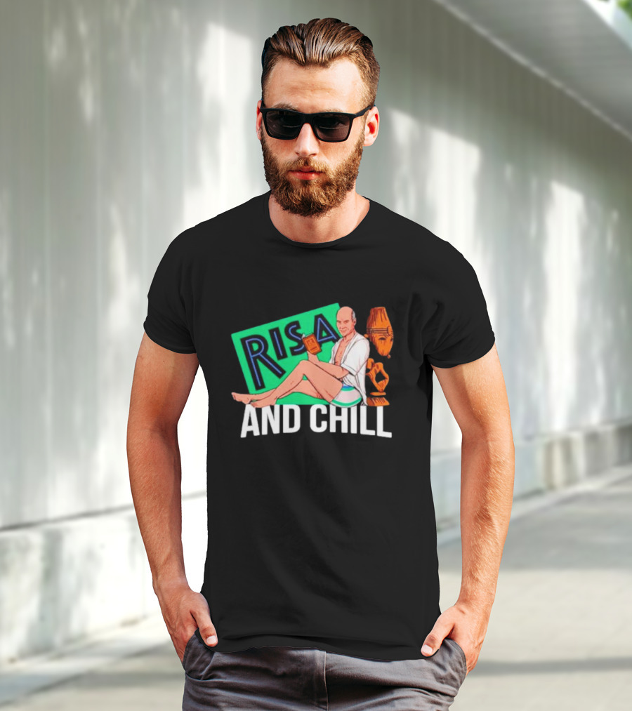 Risa And Chill Star Trek Parody Patrick Stewart Tropical Vacation Relaxation T-Shirt