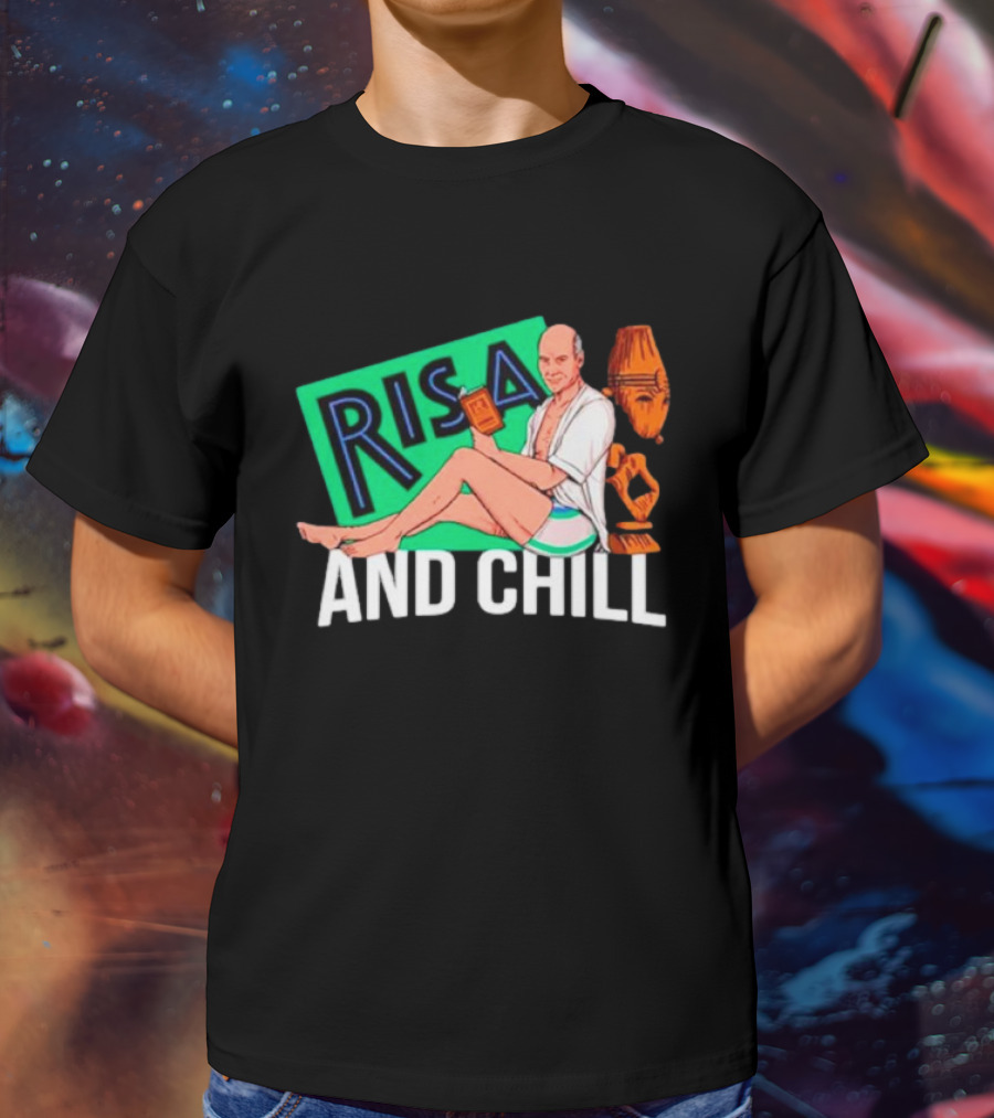 Risa And Chill Star Trek Parody Patrick Stewart Tropical Vacation Relaxation T-Shirt