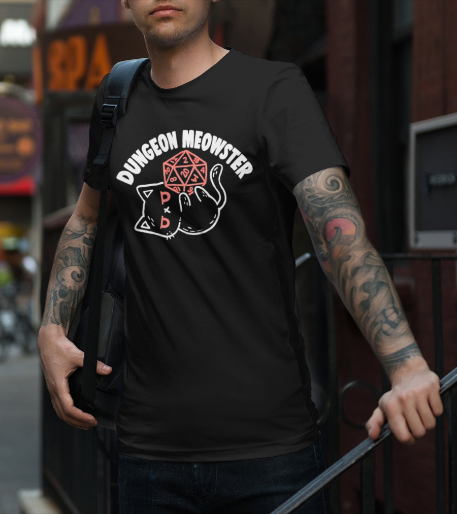 Dungeon Meowster Cat With D20 Die T-Shirt