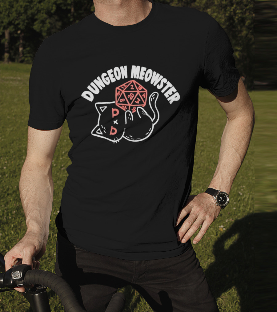 Dungeon Meowster Cat With D20 Die T-Shirt