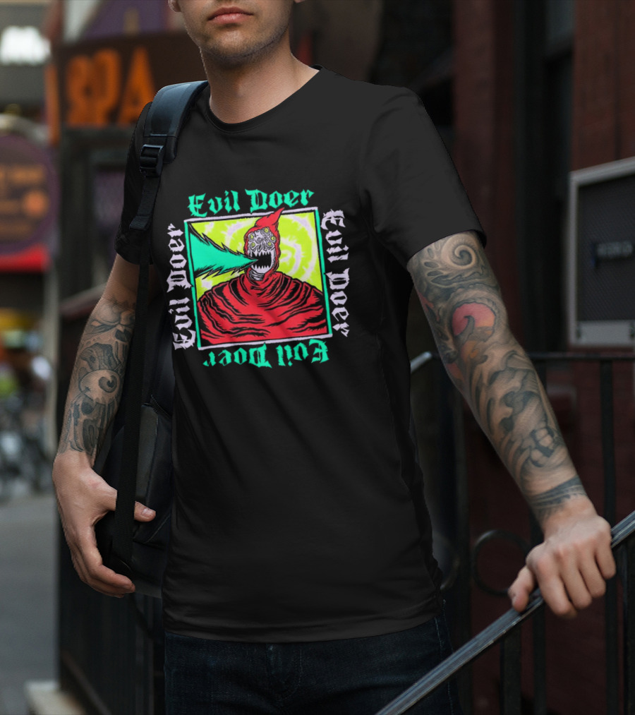 Evil Doer Monster With Fiery Mouth And Multicolored Eyes T-Shirt