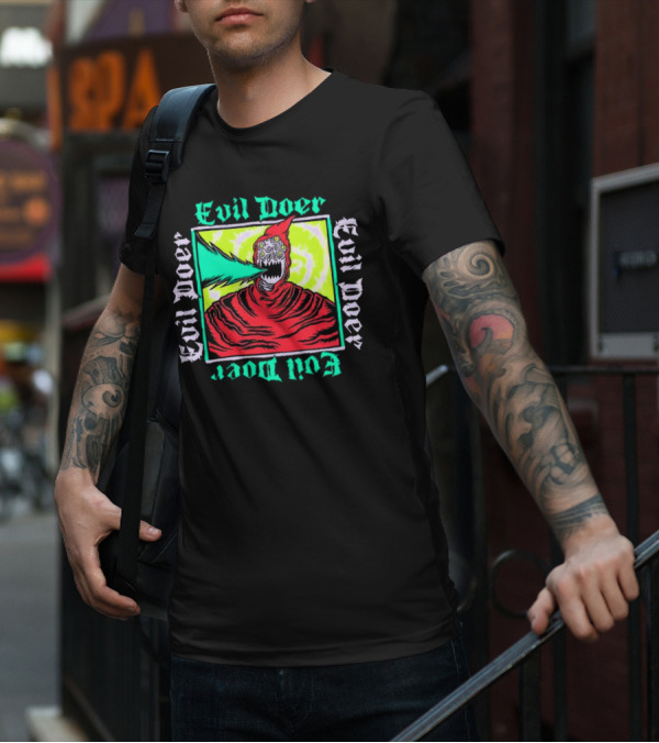 Evil Doer Monster With Fiery Mouth And Multicolored Eyes T-Shirt
