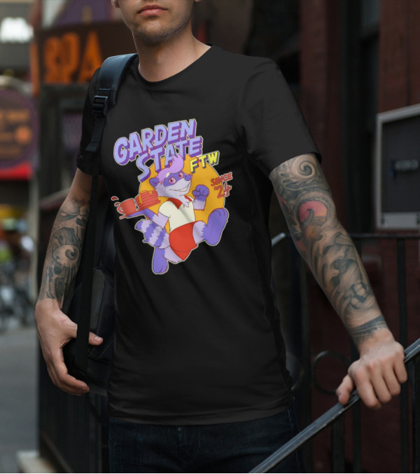 Garden State FTW Since 24 Cartoon Raccoon Serving Pancakes T-Shirt