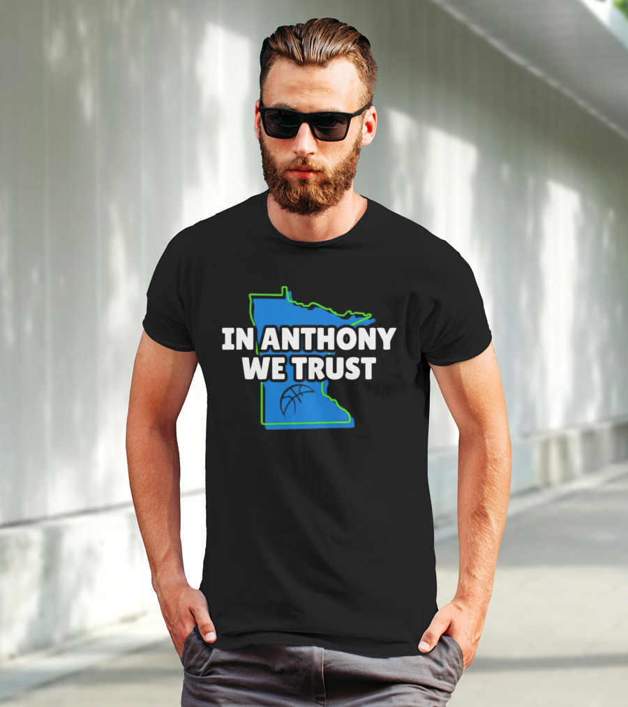 Minnesota Timberwolves In Anthony We Trust Basketball Outline T-Shirt