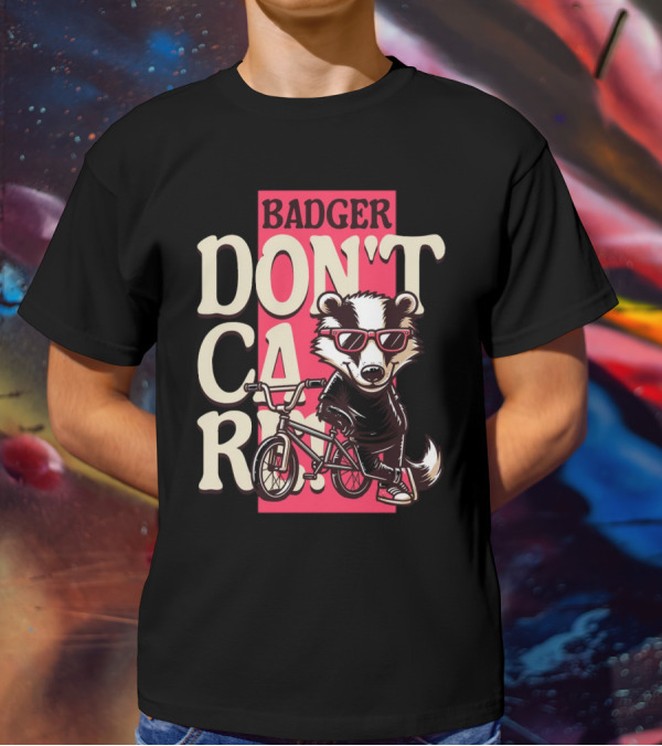 Badger Don't Care Cool Shades Bicycle Attitude T-Shirt