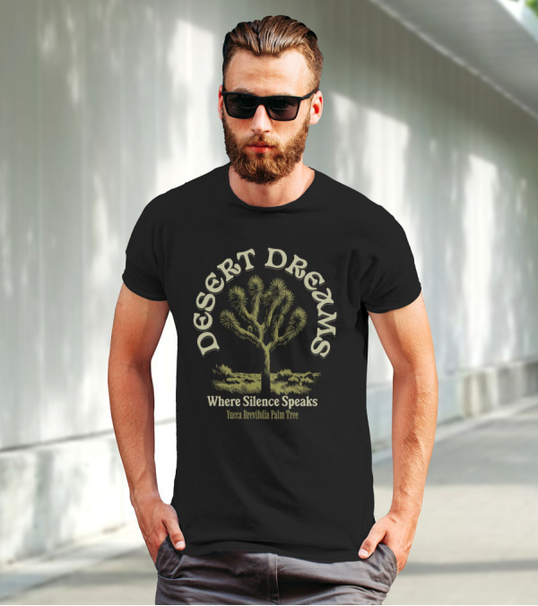 Desert Dreams Where Silence Speaks Yucca Brevifolia Palm Tree T-Shirt