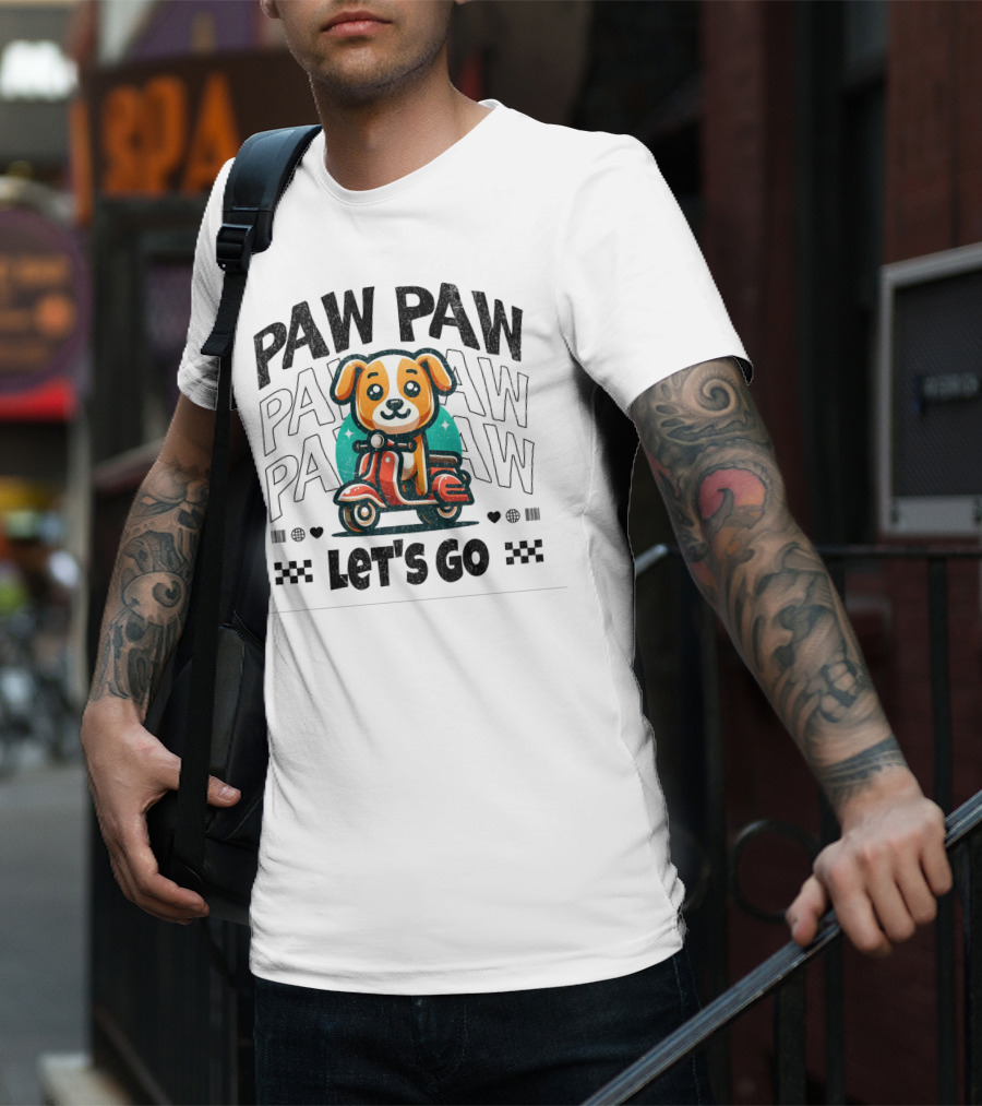 Paw Paw Let's Go Funny Puppy On Scooter Adventure T-Shirt