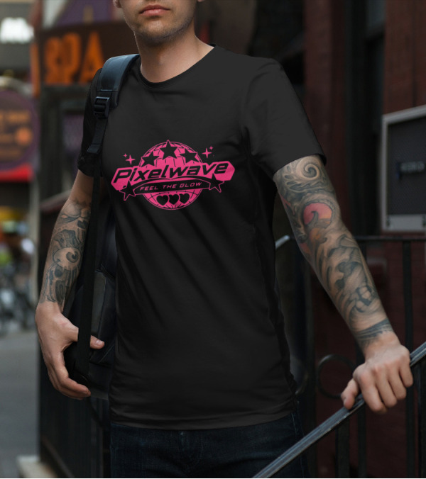 Pixelwave Feel The Glow Retro Stars And Hearts T-Shirt