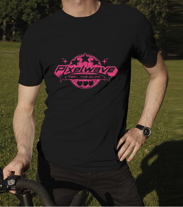 Pixelwave Feel The Glow Retro Stars And Hearts T-Shirt