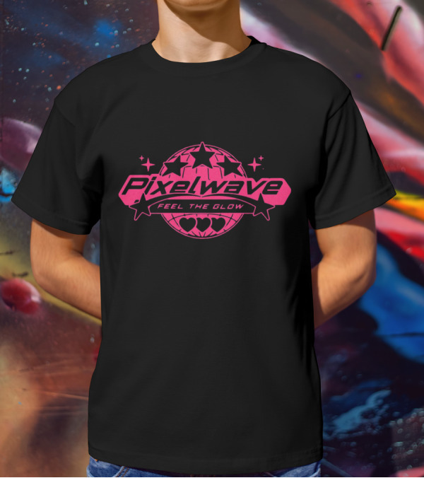 Pixelwave Feel The Glow Retro Stars And Hearts T-Shirt