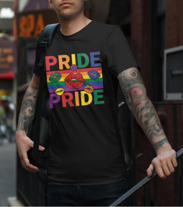 Pride Kisses Rainbow Lips Pride T-Shirt