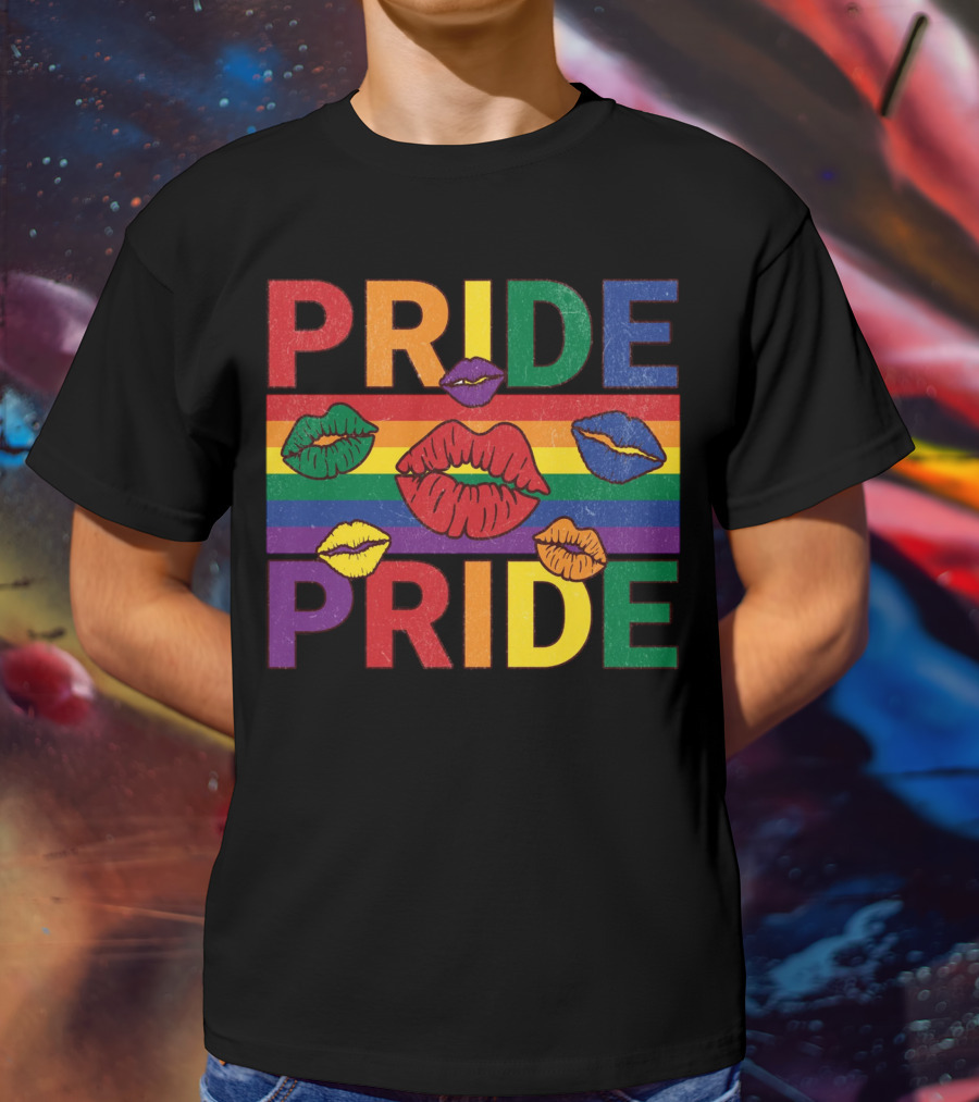 Pride Kisses Rainbow Lips Pride T-Shirt