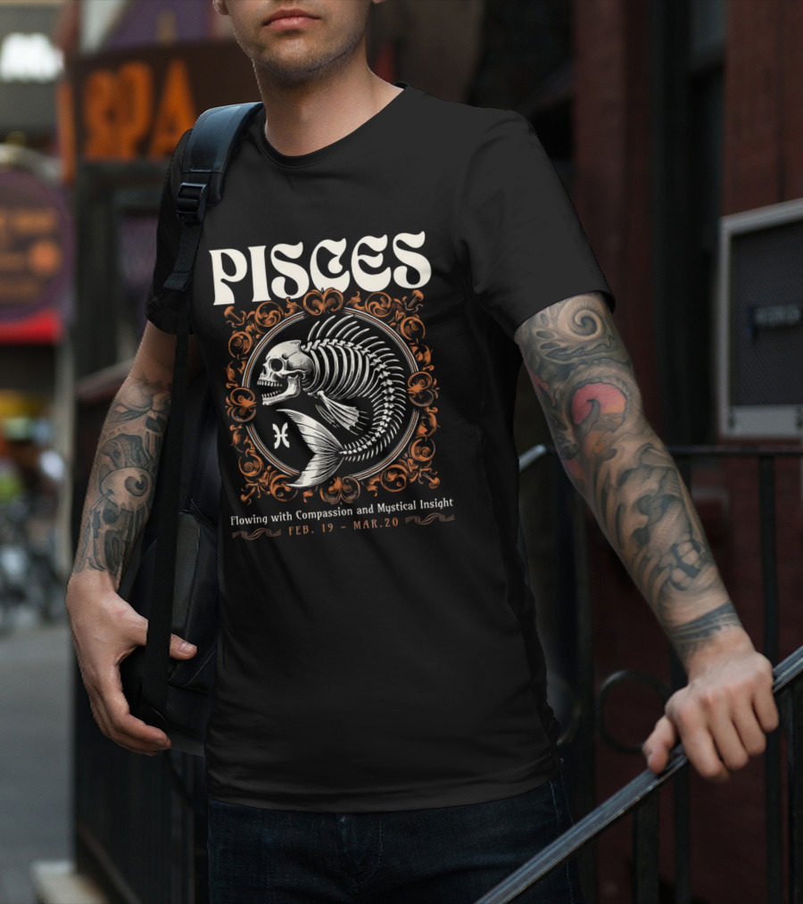 Pisces Skeleton Vintage Flowing With Compassion And Mystical Insight Feb. 19 - Mar. 20 T-Shirt