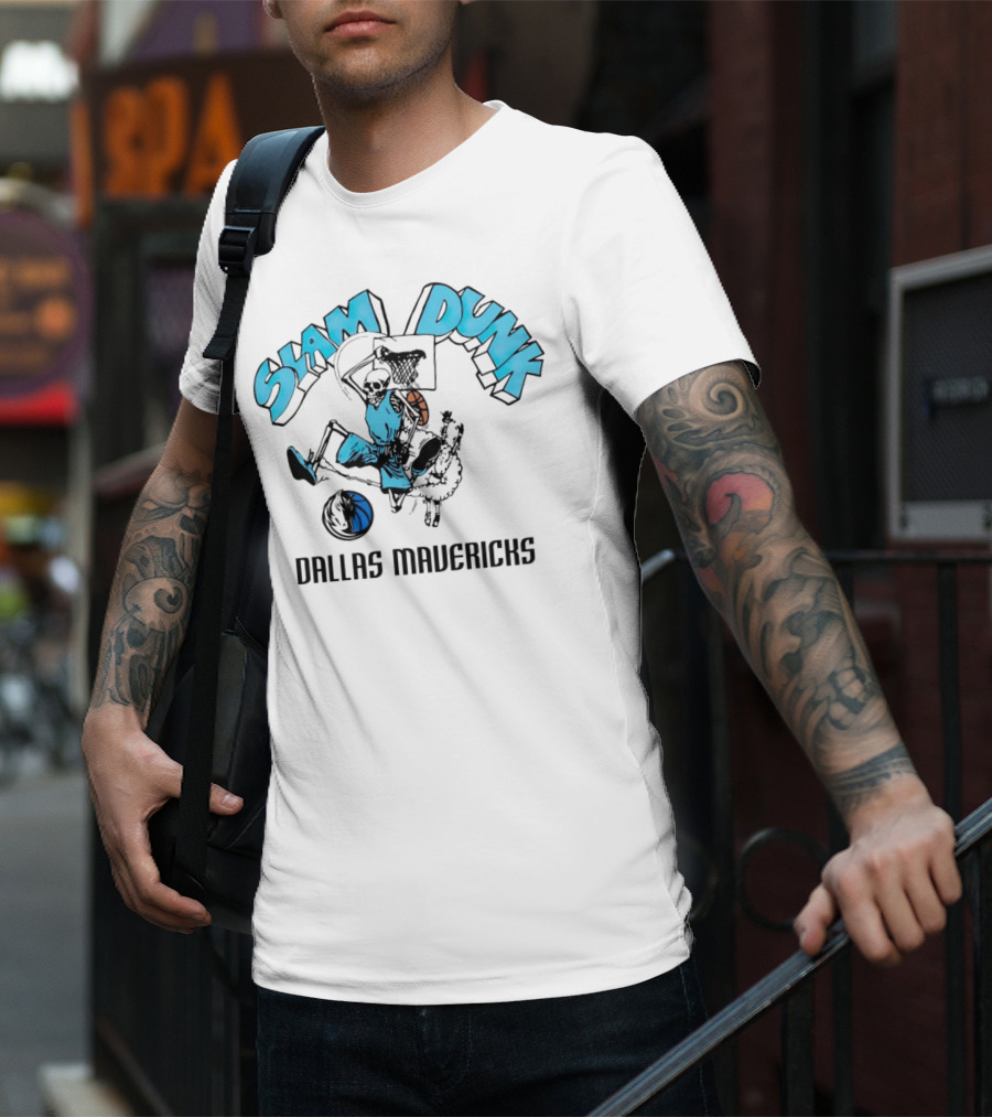 Dallas Mavericks Slam Dunk Skeleton Basketball T-Shirt