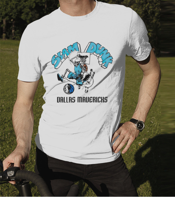 Dallas Mavericks Slam Dunk Skeleton Basketball T-Shirt