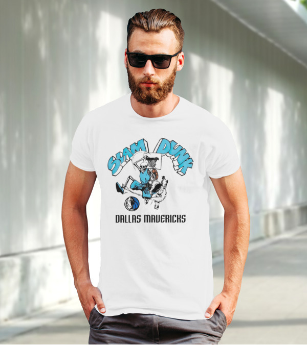 Dallas Mavericks Slam Dunk Skeleton Basketball T-Shirt