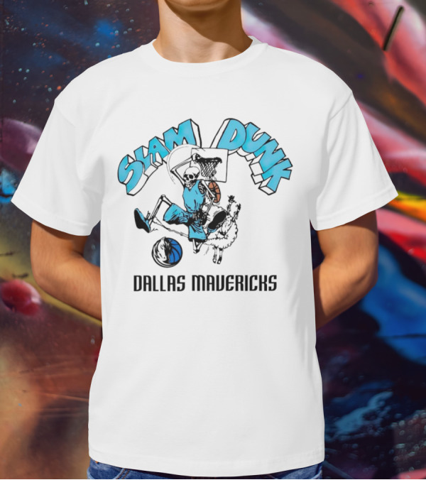 Dallas Mavericks Slam Dunk Skeleton Basketball T-Shirt