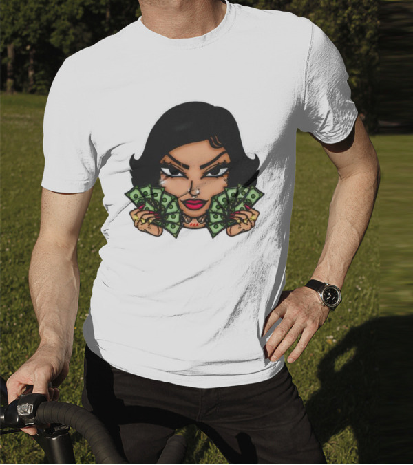 Mialani Aurora Holding Dollar Bills Cartoon T-Shirt