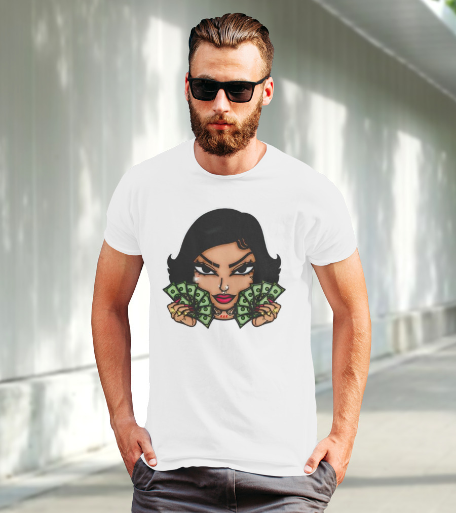 Mialani Aurora Holding Dollar Bills Cartoon T-Shirt