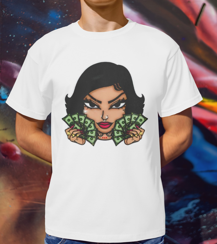 Mialani Aurora Holding Dollar Bills Cartoon T-Shirt