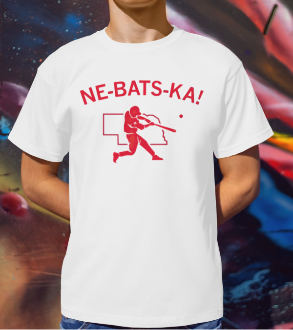 Nebraska Cornhuskers NE-BATS-KA Baseball Player Nebraska Outline T-Shirt