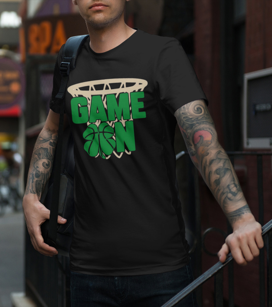 Boston Celtics Game On Basketball Net Clover T-Shirt