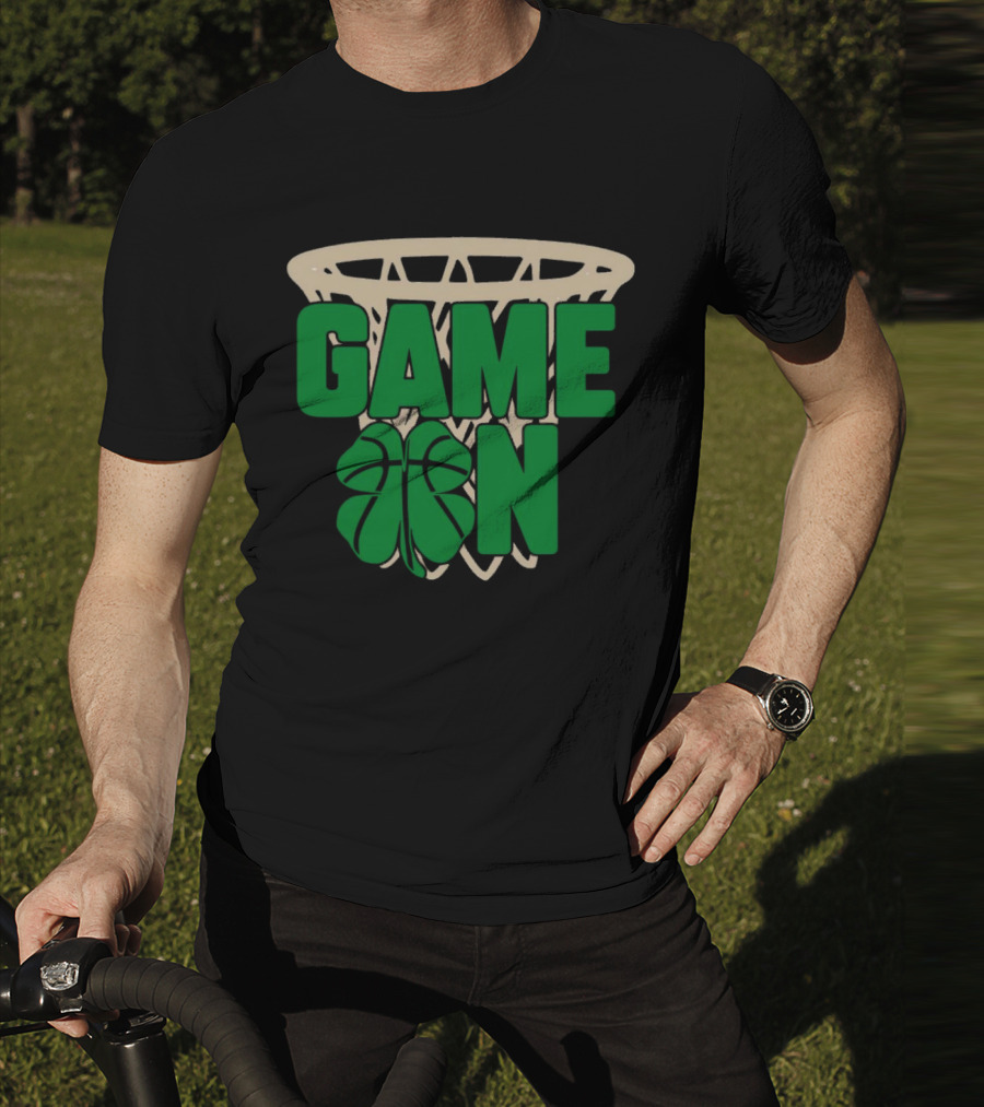 Boston Celtics Game On Basketball Net Clover T-Shirt