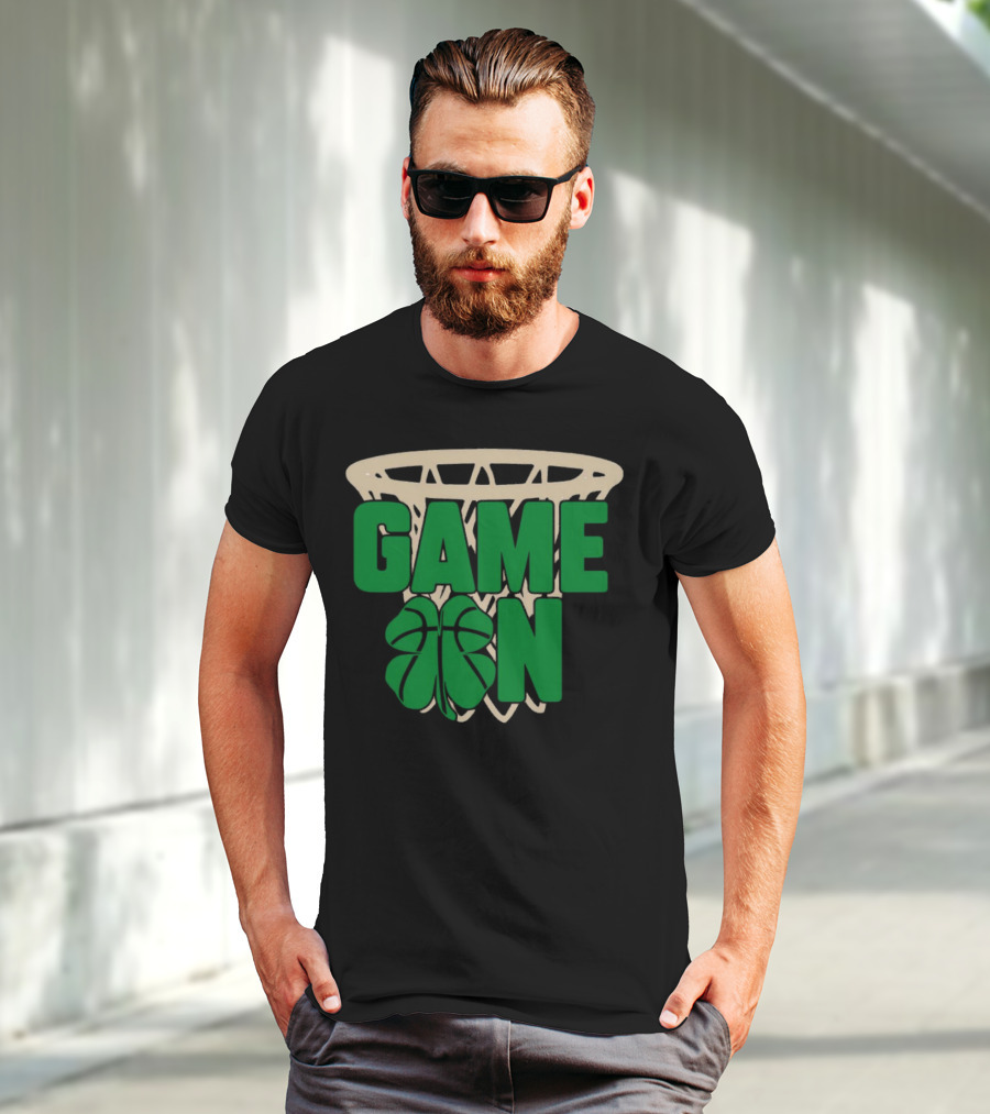 Boston Celtics Game On Basketball Net Clover T-Shirt