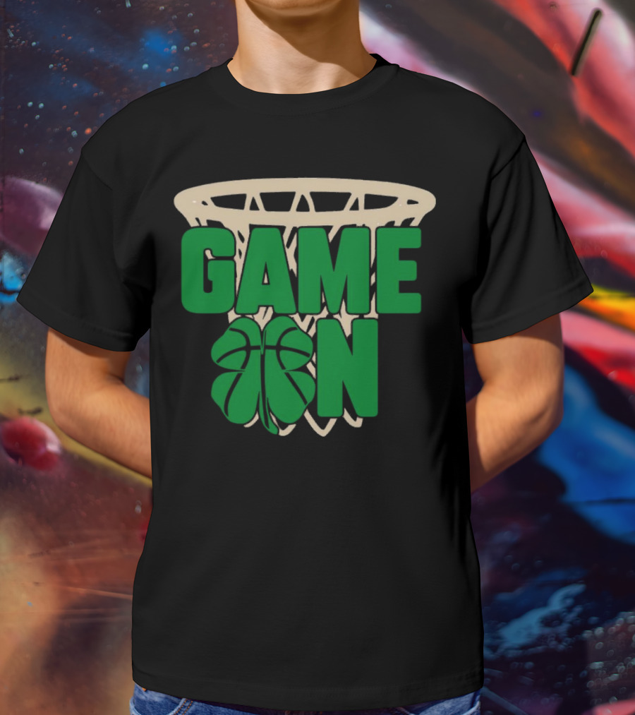 Boston Celtics Game On Basketball Net Clover T-Shirt