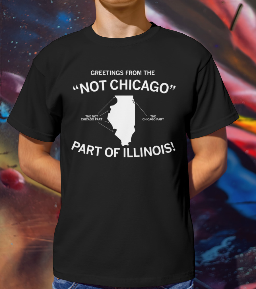 Greetings From The Not Chicago Part Of Illinois Sculpture Highlighting Chicago And Not Chicago Part T-Shirt