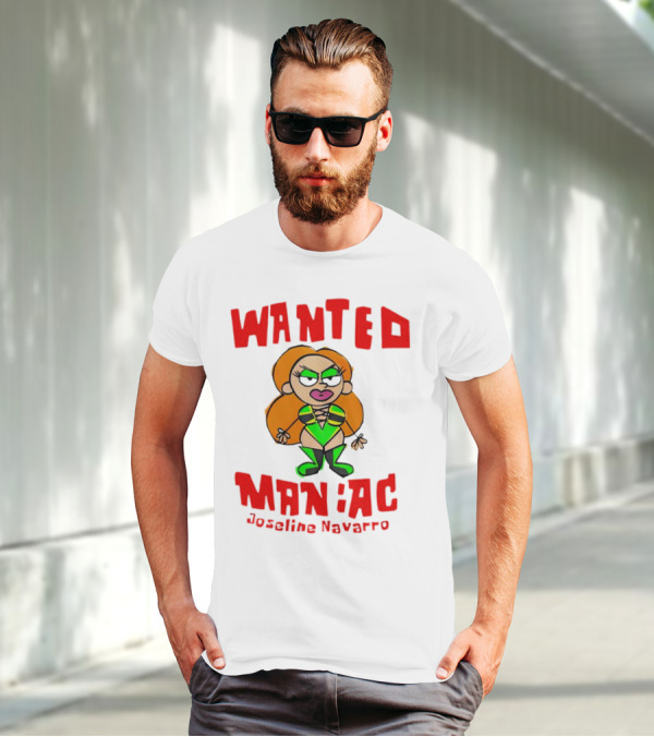 Wanted Maniac Joseline Navarro Cartoon Character In Green T-Shirt