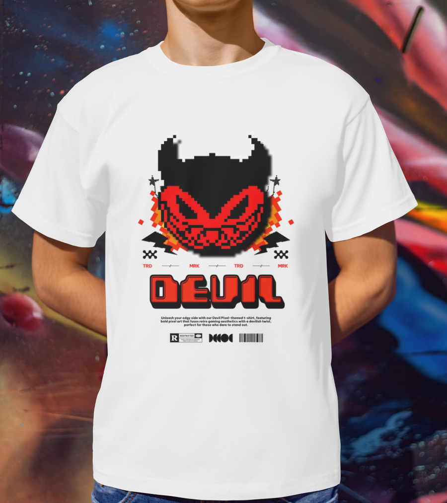 DEVIL PIXELS TRD MRK RETRO PIXEL ART FACE T-Shirt