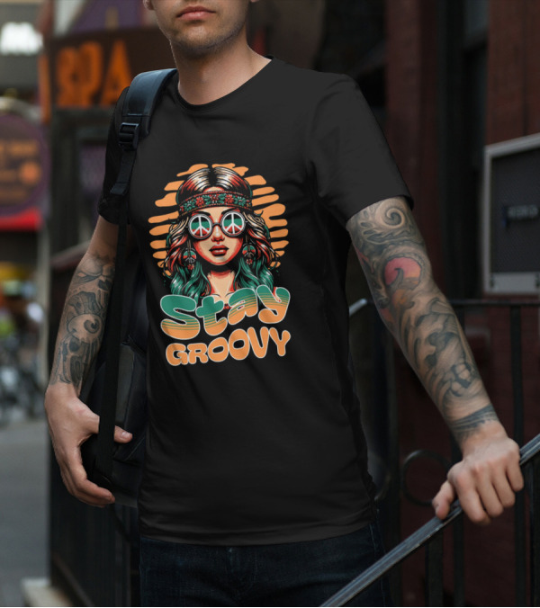 Stay Groovy Retro Hippie Peace Sign Glasses T-Shirt