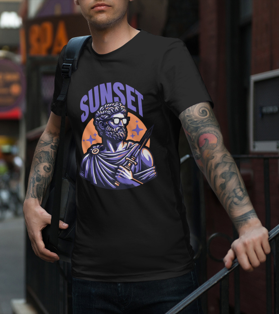 SUNSET Greek Statue With Sunglasses And Sword T-Shirt