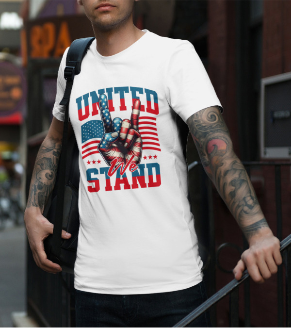 United We Stand American Flag Hand Gesture T-Shirt