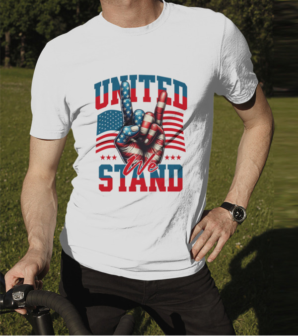 United We Stand American Flag Hand Gesture T-Shirt