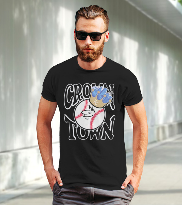 Crown Town Kansas City Royals Baseball Character With Crown T-Shirt