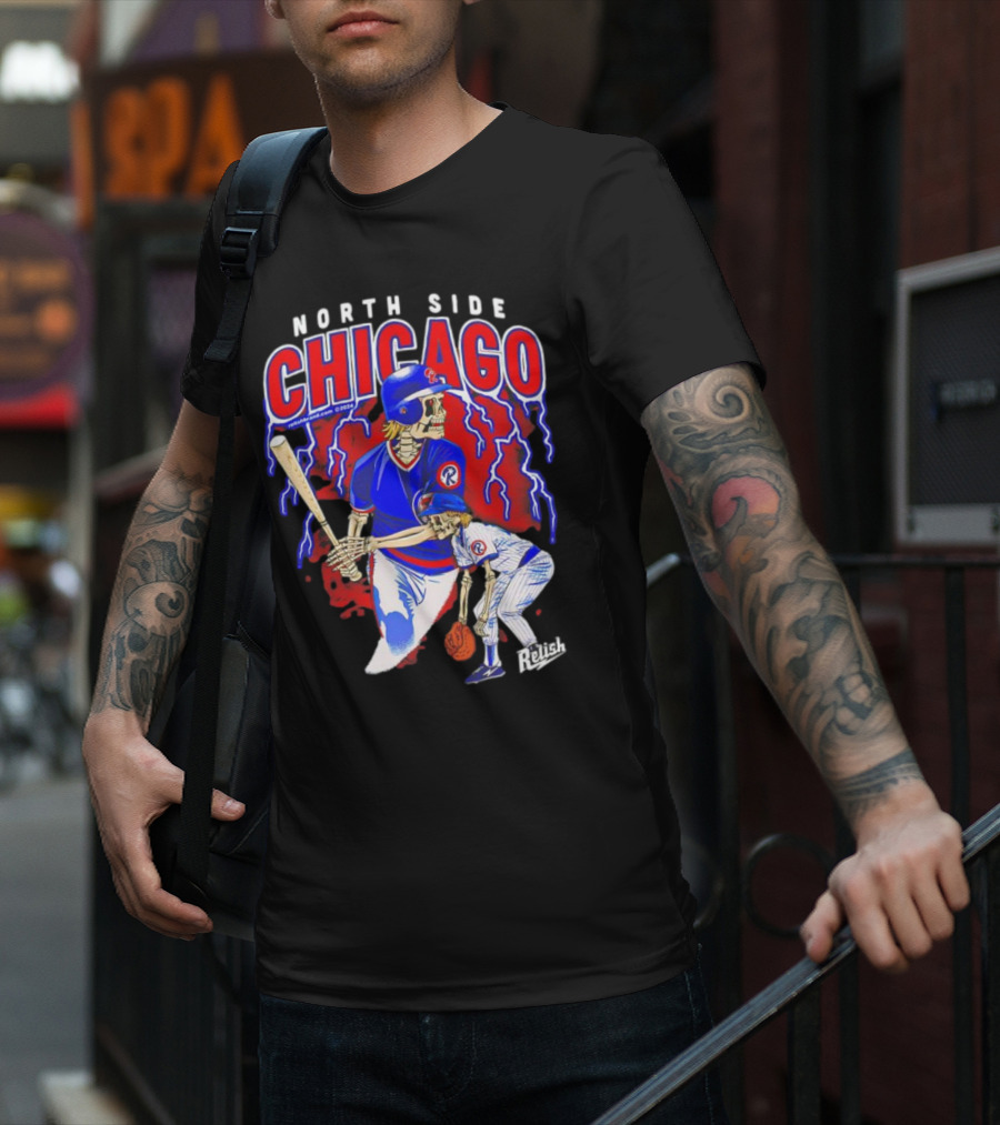 North Side Chicago Baseball Skeleton Relish T-Shirt