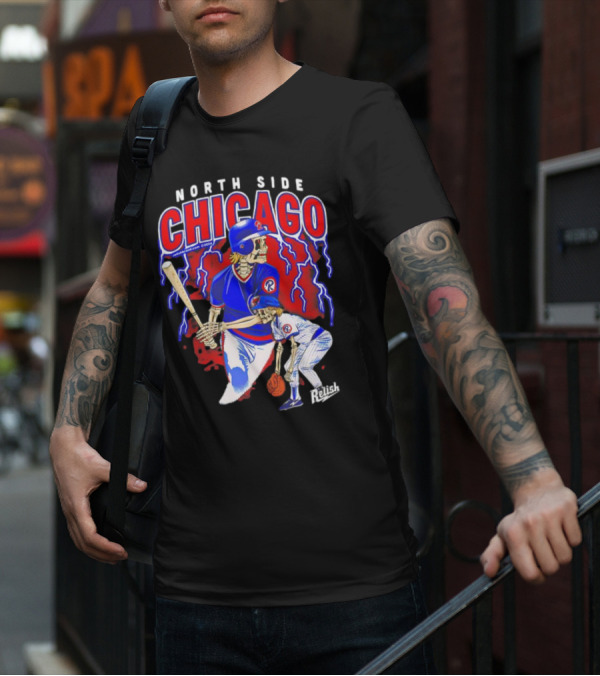 North Side Chicago Baseball Skeleton Relish T-Shirt