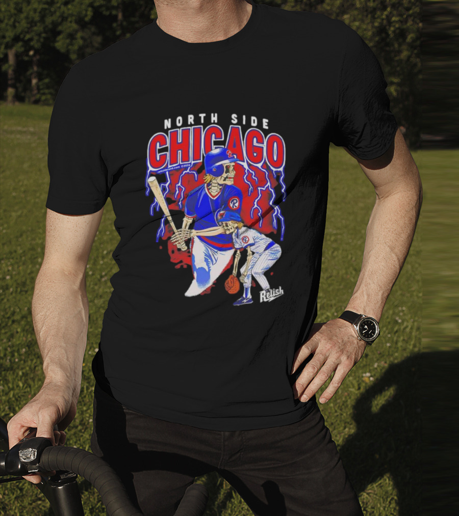 North Side Chicago Baseball Skeleton Relish T-Shirt