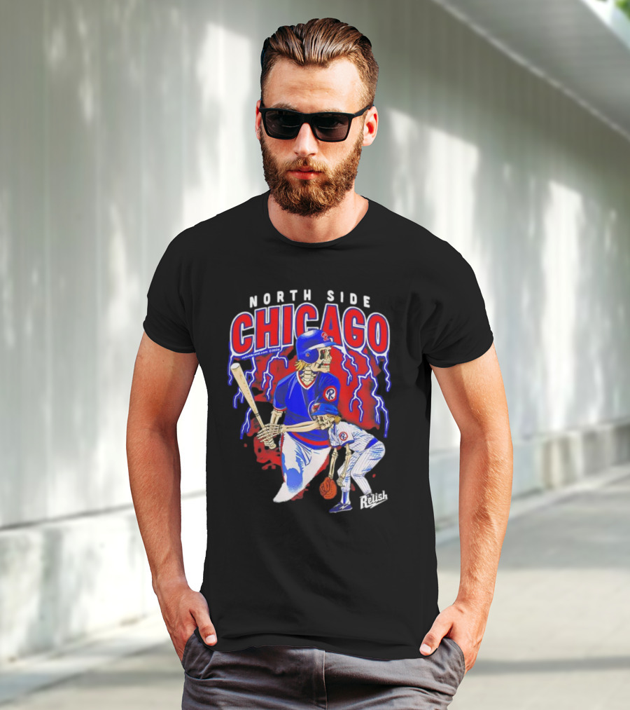North Side Chicago Baseball Skeleton Relish T-Shirt